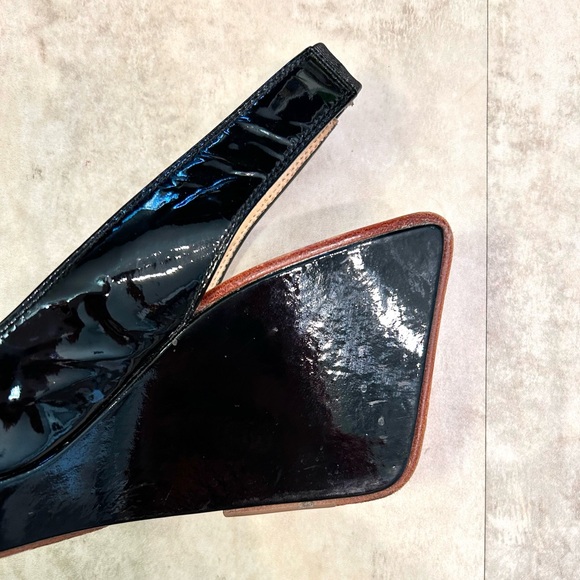 Modern Vintage Black Patent Leather Slingback Wedge | 40 - Picture 8 of 14